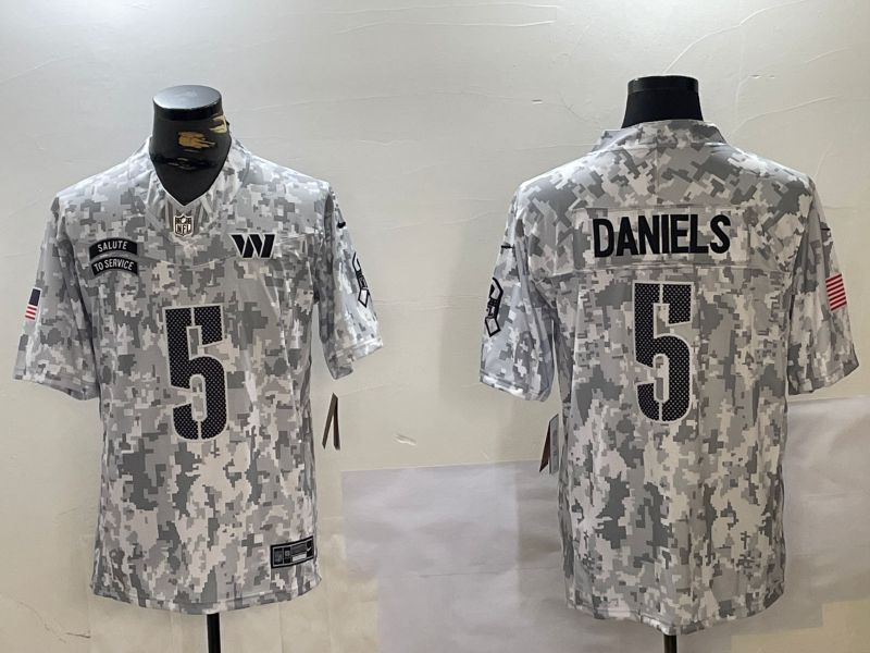 Men Washington Commanders 5 Daniels Nike Arctic Camo 2024 Salute to Service Limited NFL Jersey